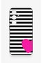 Samsung S24 Compatible Striped Heart Pattern Silicone Case - 2
