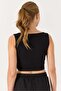 Women's V-Neck Camisole Crop Blouse Black - 5
