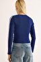 Women's Striped Blouse Navy Blue - 7