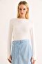 Women's Finger-Hole Long Sleeve Plain Blouse White