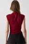 Women's Skirt Cross Fisherman Combed Cotton Stretchy Blouse Burgundy - 5