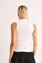 Women's Stand Collar Sleeveless Blouse White - 5