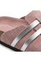 Mc401-Sue Pink Genuine Suede Leather Modular Velcro Striped Unisex Orthopedic Cork Sole Sabo Slippers - 5
