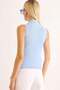 Women's Stand Collar Sleeveless Blouse Blue - 5