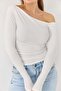 Women's Asymmetrical Collar Stylish Blouse White - 4