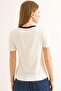 V-Neck Short Sleeve Women's Short Tshirt White - 2