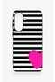 Samsung A37 Compatible Striped Heart Patterned Silicone Case - 2