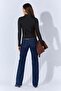 Women's Black Shirt Collar Deep Zipper Long Sleeve Camisole Bodysuit - 4