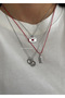 3-Piece Silver Red String Charm Women's Necklace Combination Set - 2