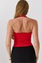 Women's Halter Neck Buckle Detailed Crop Blouse Red - 5
