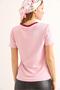 V-Neck Short Sleeve Women's Short Tshirt Pink - 3