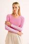 Women's Striped Blouse with Sleeves Pink - 4