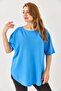 Crew Neck Oysho Basic Tshirt Blue - 3