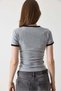 Women's Slim Fit Heart Print Short Sleeve Tshirt Gray - 5
