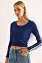 Women's Striped Blouse Navy Blue - 2