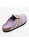 Mc401-Sue Lilac Genuine Suede Leather Modular Velcro Striped Unisex Orthopedic Cork Sole Sabo Slippers - 2