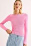 Wide Collar Comfortable Long Sleeve Blouse Pink - 6