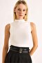 Women's Stand Collar Sleeveless Blouse White - 2