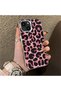 iPhone 13 Mini Compatible Pink Back Black Leopard Pattern Acrylic Back Silicone Edge Phone Case - 2