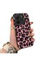 Xiaomi Redmi Note 14 4g Compatible Pink Back Black Leopard Pattern Acrylic Back Silicone Edge Phone Case
