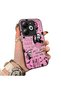 Infinix Smart 8/8 Pro/8 Plus Compatible Pink Horror Movie Mask Patterned Acrylic Back Silicone Edge Phone Case