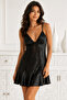 Women's Black Satin Thin Strap Mini Nightgown – Elegant Nightwear