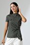 Women's Micro Digital Polka Dot Blouse with Tie Detail - 4