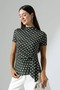 Women's Micro Digital Polka Dot Blouse with Tie Detail - 5