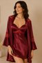 Women's Burgundy Satin Nightgown and Robe 2-Piece Set – Stylish Home Wear - 2