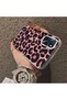 Oppo A16/A16S Compatible Pink Back Black Leopard Pattern Acrylic Back Silicone Edge Phone Case - 4