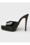 Women's Summer 15cm Thin Heeled Slippers - 574 96 - Black Patent Leather - 3