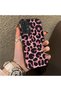 Samsung Galaxy A04S Compatible Pink Back Black Leopard Pattern Acrylic Back Silicone Edge Phone Case - 2