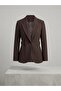 Side Belt Detailed Single Button Double Breasted Collar Stylish Blazer Jacket 4169 - 5