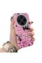 Vivo X300 Compatible Pink Horror Movie Mask Patterned Acrylic Back Silicone Edge Phone Case