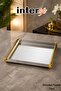 Metal Presentation Tray with Gold Handles, Decorative Luxury Serving Coffee Catering Tray (21 X 25 cm) - 2