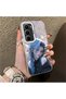 Infinix Hot 60 5g Compatible Blue Haired Anime Girl Patterned Acrylic Back Silicone Edge Phone Case - 2