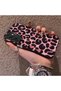 Samsung Galaxy M15 Compatible Pink Back Black Leopard Pattern Acrylic Back Silicone Edge Phone Case - 3