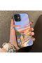 iPhone 12 Mini Compatible Sunset Beach Scenery Printed Acrylic Back Silicone Edge Phone Case - 2