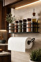 Adhesive Shelf Paper Roll Towel Holder Napkin Holder Black Bathroom Kitchen Organizer Shelf