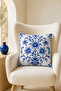 Blue and White Tile Patterned Decorative Throw Pillow Cover Set (Double Sided) - 4