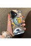 iPhone 16 Compatible Sun-Moon Eye and Wave Butterfly Pattern Acrylic Back Silicone Edge Phone Case - 2
