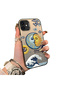 iPhone 11 Compatible Sun-Moon Eye and Wave Butterfly Pattern Acrylic Back Silicone Edge Phone Case