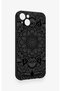 Black and White Mandala Pattern Silicone Case Compatible with iPhone 14 Plus/15 Plus - 3