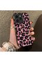 Tecno Spark 40 Compatible Pink Back Black Leopard Pattern Acrylic Back Silicone Edge Phone Case - 2