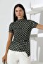Women's Micro Digital Polka Dot Blouse with Tie Detail - 6