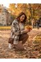 Hooded Lumberjack Plaid Shirt Jacket - Brown / Beige - 2