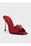 Women's summer 11cm thin heeled slippers - 574 56657 - burgundy satin - 2