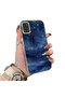 Samsung Galaxy A21S Compatible Navy Blue Watercolor Mountain-Star Art Pattern Acrylic Back Silicone Edge Phone Case