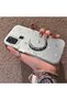 Samsung Galaxy A21S Compatible Silver Engraved Moon and Star Pattern Non-Transparent Acrylic Back Silicone Edge Case - 3