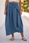 Blue Pocketed Unlined Elastic Waist Casual Linen Look Asymmetrical Woven Skirt 90 75 - 3